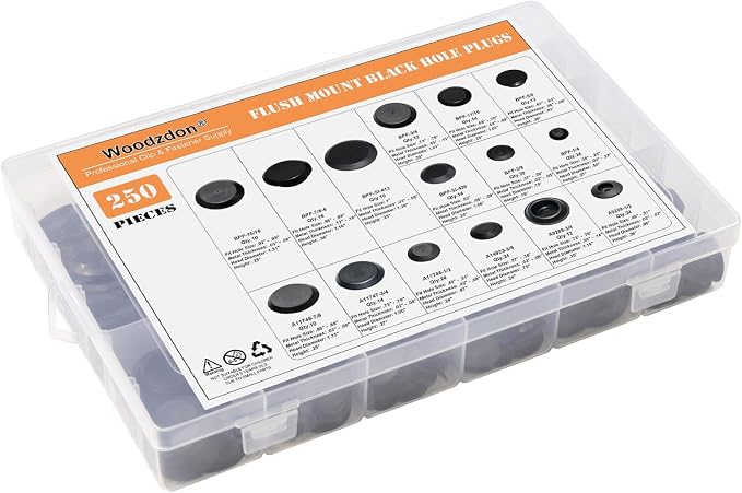 250pcs Auto Body Black Plastic Hole Plug Button and Flush Mount Sheet Metal - Image 4