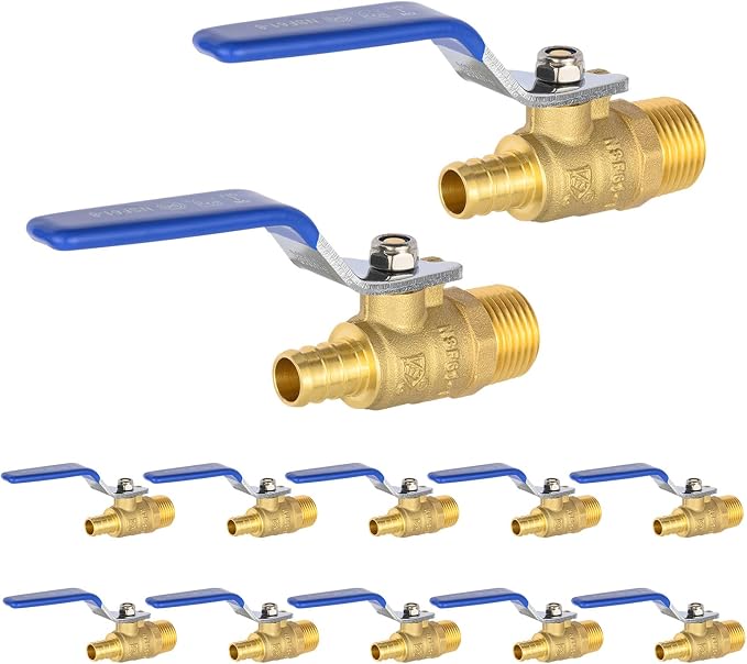 10PC EFIELD 3/4"Crimp Pex X 3/4" Male NPT Brass Shut-off Ball Valve | by EFIELDPEXTUBING