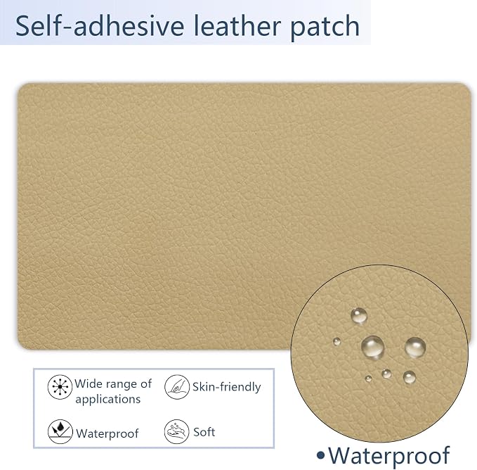 Self Adhesive Leather Repair Patch, Khaki Vinyl Repair Patch Kit - Image 3