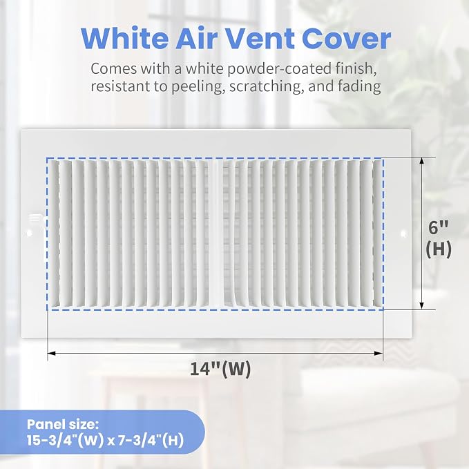 14 x 6 Inch Air Vent Covers for Wall or Ceiling - Image 2