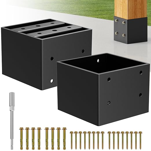 6x6 Post Base, Concealed Fastener Concrete Post Anchor, Elevated Post Base | by Unknown