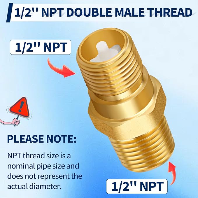 RV Water Heater Backflow Preventer, 1/2" NPT Double Male Thread Hot Water - Image 3