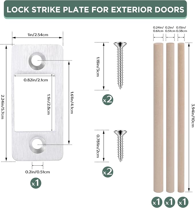1 Pk Upgrade Large Hole Deadbolt Restorer Strike Plates, Stainless Steel Round - Image 2