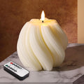 Cream White Swirl Flameless Candle by Girimax