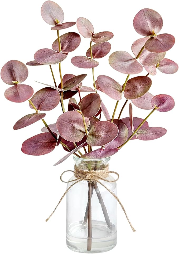 Muhanjia Artificial Eucalyptus Stems in Glass Vase by Muhanjia