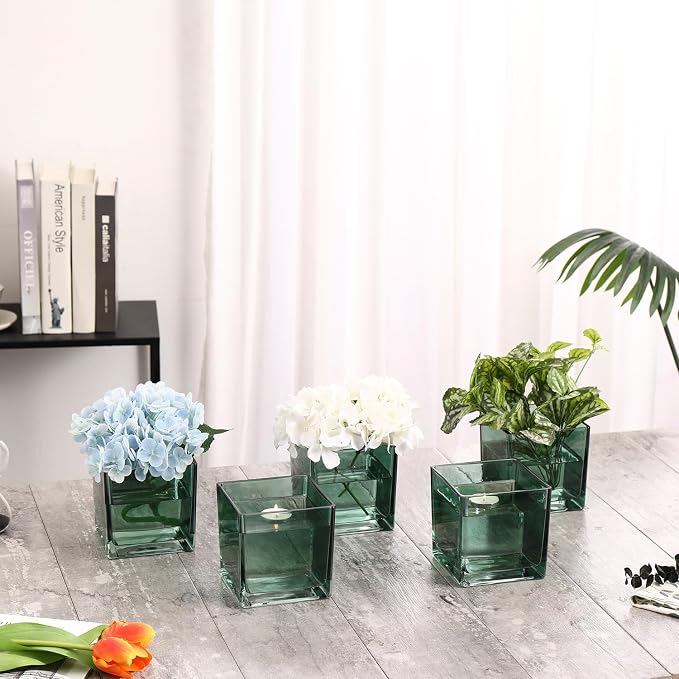 Square Glass Vases Set of 9, Square Vase - Image 6