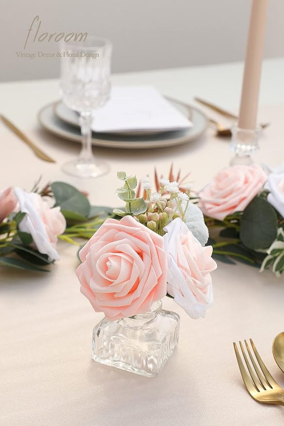 Artificial Flowers 50pcs Real Looking Blush Shades Foam Fake Roses - Image 4