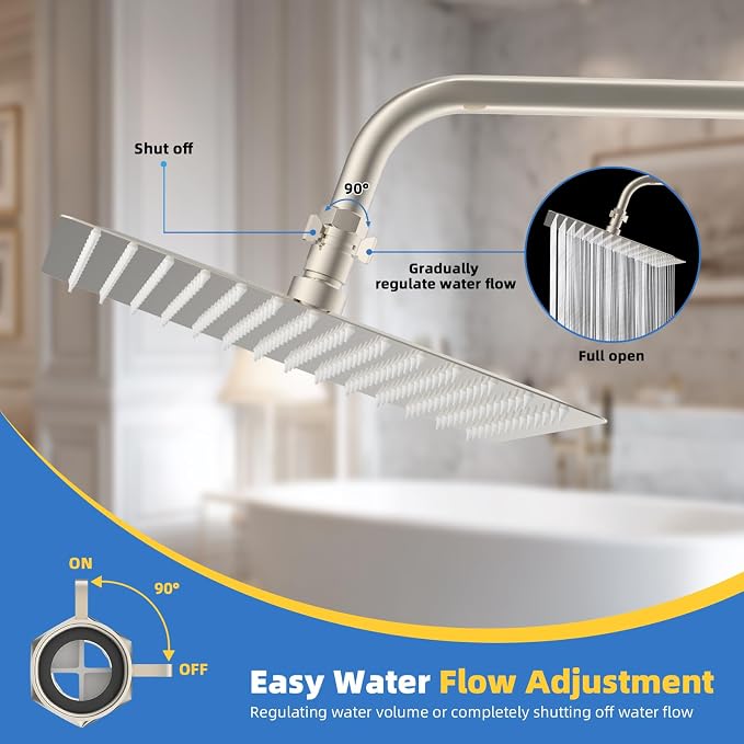 Hibbent All Metal 2 Pack Shower Head Flow Control Valve, G1/2 Brass Shut-off - Image 7