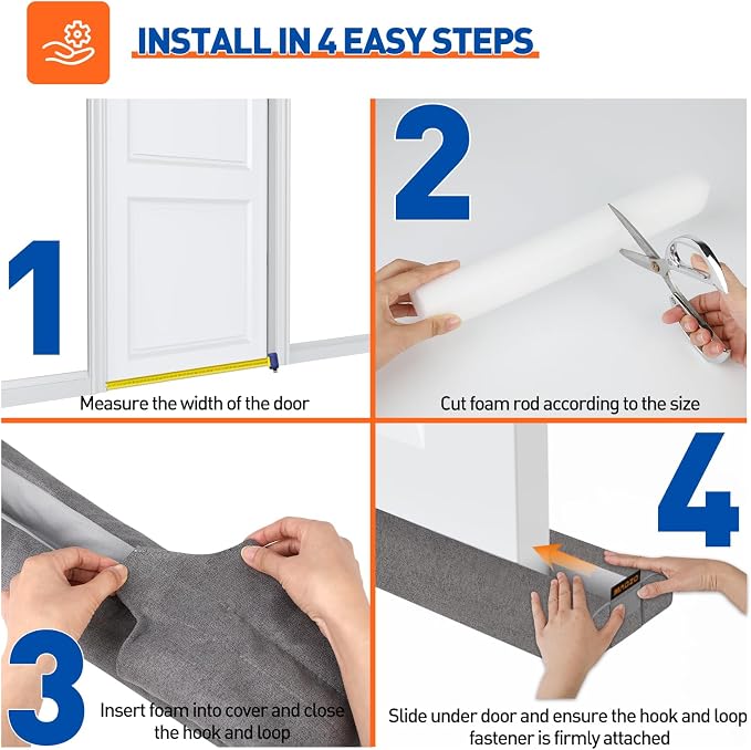 MAGZO Under Door Draft Stopper, 36 Inch Adjustable Door Gap Filler, Dust & - Image 3