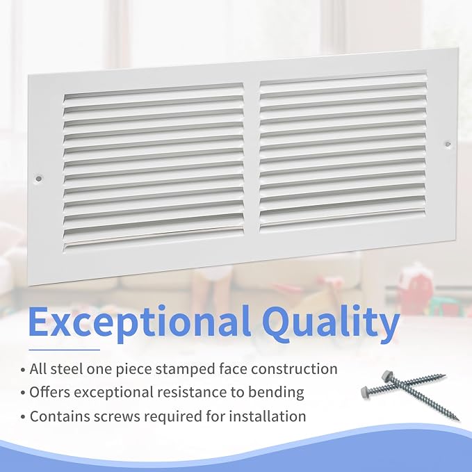 Howeall 14"W x 6"H Steel Return Air Grille, Air Return Vent Cover - Image 2