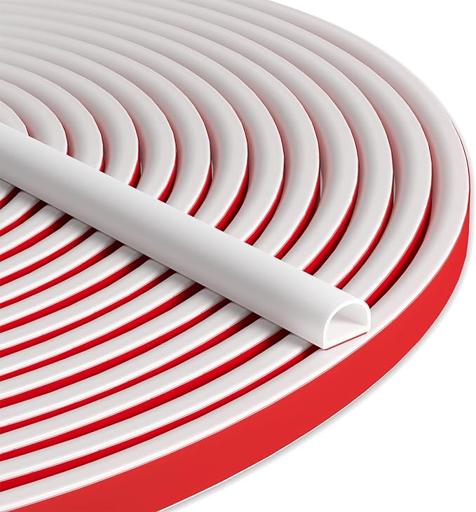 40FT Weather Stripping Door Seal, Self-Adhesive Silicone D-Shaped Seal Strip by Bantie