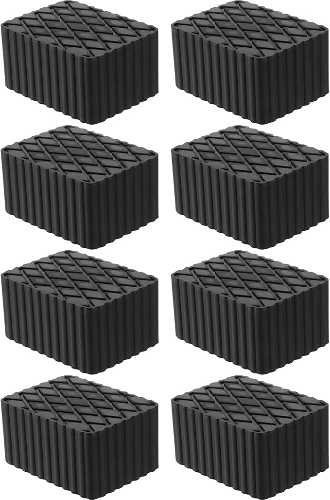 8 Pack Solid Rubber Auto Lift Pads, 6-1/3" x 4-3/4" x 3" | Anti-Skid Lift Block by Racewill