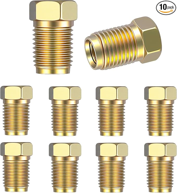 10PCS Car Brake Line Fittings, Brake Line Nut, M10 x 1.0 Metric Invert Flare by Unknown