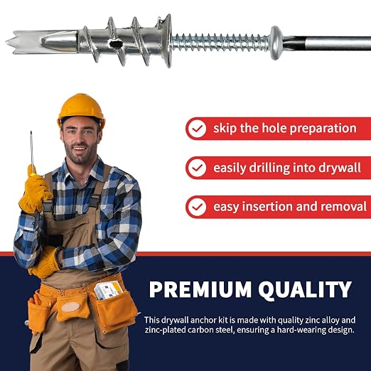 Drywall Anchors and Screws Kit, Heavy Duty Wall Anchors, 75 Lbs Hanging Mounting - Image 4