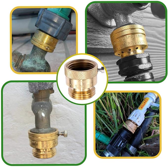 2 Pack Brass 3/4" Inch GHT Hose Bibb Backflow Preventer Vacuum Breaker | - Image 5