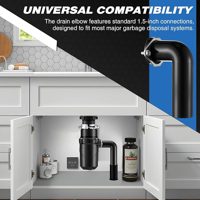 2 Pack 1.5" Garbage Disposal Drain Elbow Kit, Gasket and Screws - Image 3