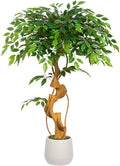4FT Artificial Ficus Tree, 48in Fake Silk Tree by ZEEOZE
