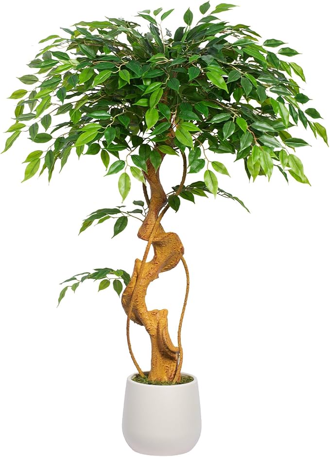 4FT Artificial Ficus Tree, 48in Fake Silk Tree by ZEEOZE