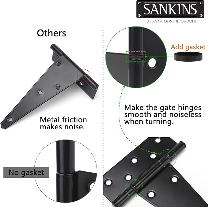 8 Inch T-Strap Shed Door Hinges Heavy Duty, Yard Door, Barn Door Gates - Image 3