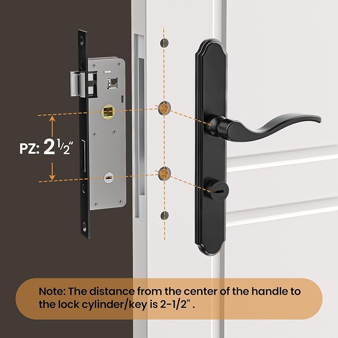 Storm Door Handle Complete Set, Mortise Keyed Lever Mount Latch withDeadbolt | - Image 4