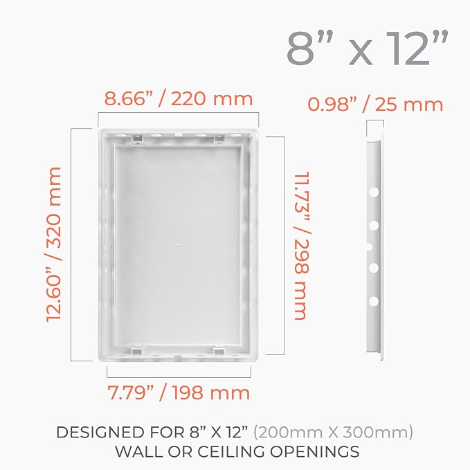 8x12 Inch White Access Panel for Drywall – ABS Plastic Square Wall, Ceiling - Image 2