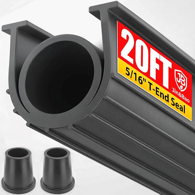 Jin&Bao Garage Door Bottom Rubber Seal 5/16" T-End 20FT & 2 End Plugs Gray | by Jin%26Bao