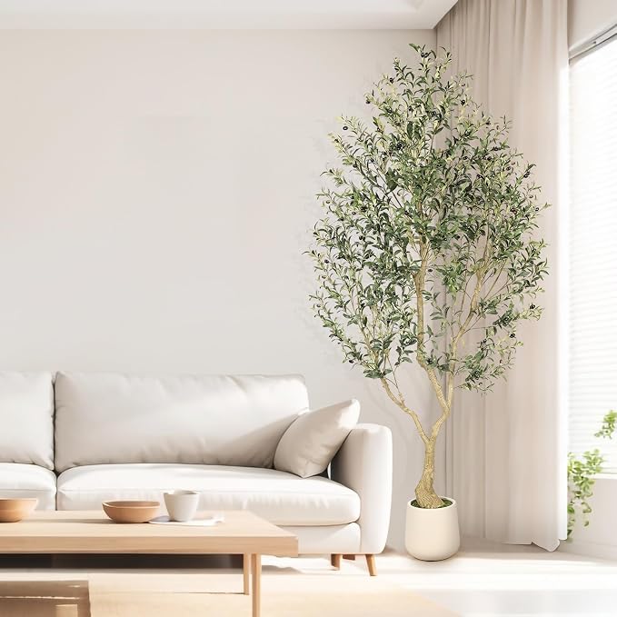 8ft Faux Olive Tree with Tall Exquisite Planter | Realistic Olive Trees - Image 2