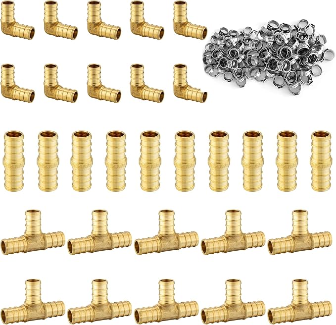 130 Pack Foskan 1/2 Inch PEX Barb Crimp Fittings Set | 10 Pieces Each:Elbow by Unknown