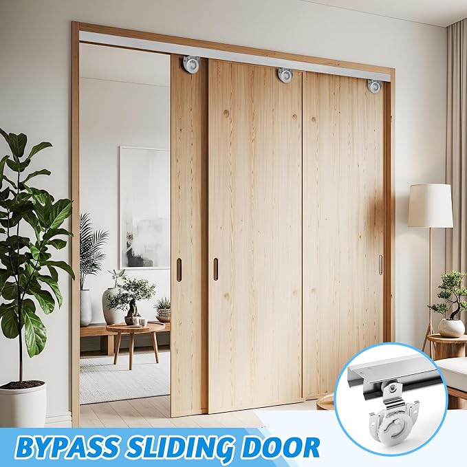 Therwen 1 Set 72 Inch/6 ft By-Pass Sliding Closet Track and Hardware Kit - Image 7