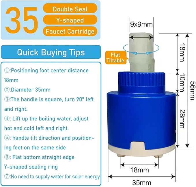 35mm Faucet Cartridge replacement, Ceramic Faucet Cartridge Replacement - Image 2