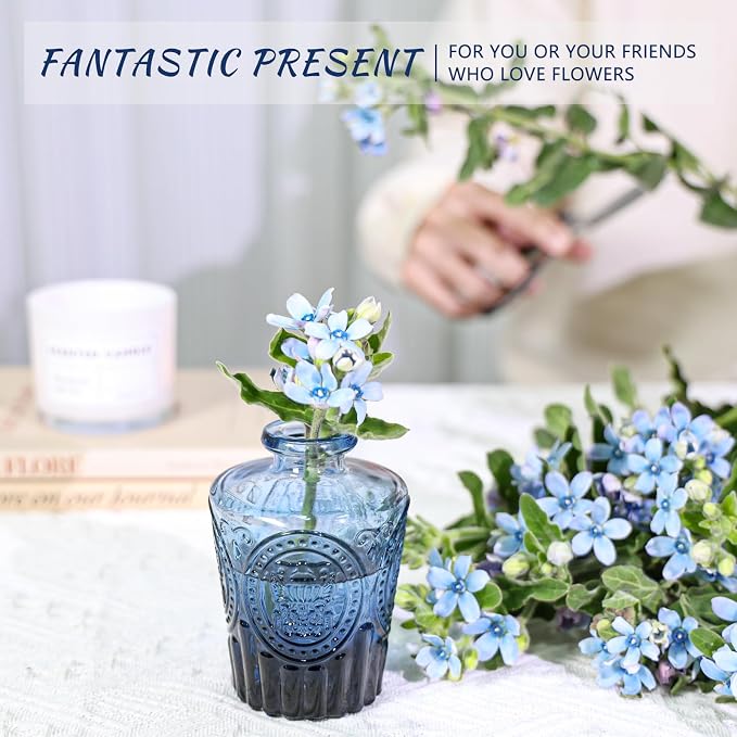 SUPMIND Glass Bud Vase Set of 12, Small Blue Flower Vases - Image 6