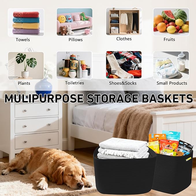 3 Pack Woven Baskets, Storage Baskets - Image 5
