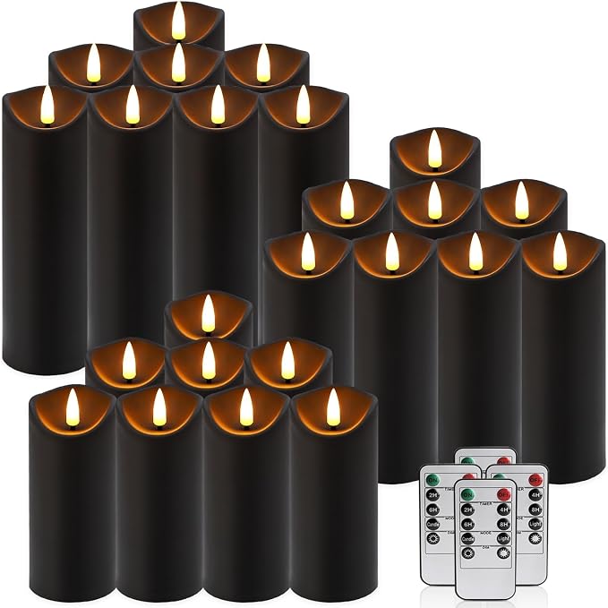 24 Pack Black Halloween Decoration Flickering Flameless Candles, Battery - Image 9