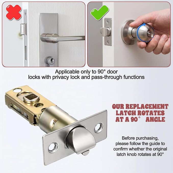 Door Latch Adjustable 2-3/8'' or 2-3/4'' Door Lock Replacement Parts | 90 - Image 4