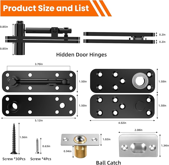 Hidden Door Hinge Pivot Hinge, 570LBS Load-Bearing Heavy Duty Pivot Door - Image 3