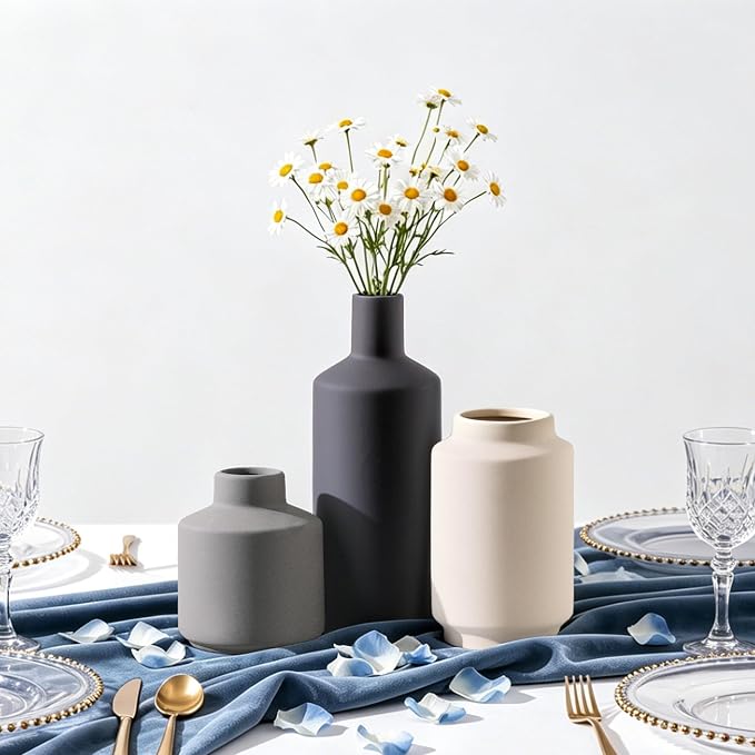 Ceramic Vase Set of 3, Modern Decorative Vases - Image 7