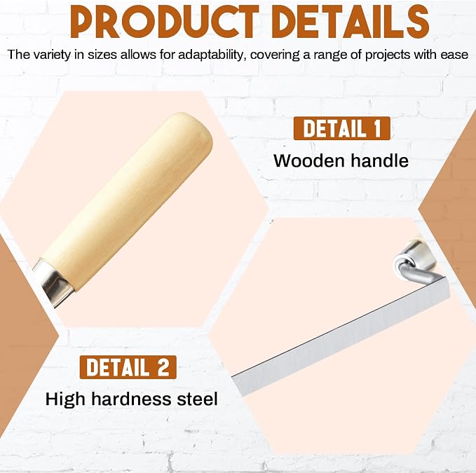 5 Pcs Pointer Trowel, 6-3/4" by 1/4", Wood Handle | Professional Mortar Repair - Image 3