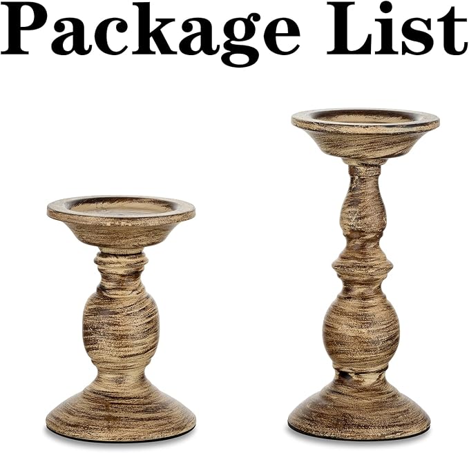 Sziqiqi Vintage Pillar Candle Holders Distressed Metal Candleholder Set | Set - Image 6