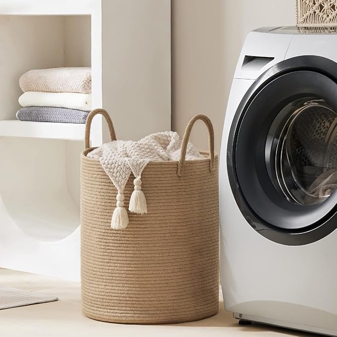 YOUDENOVA Jute Rope Laundry Hamper Basket, 58L Blanket Basket - Image 5