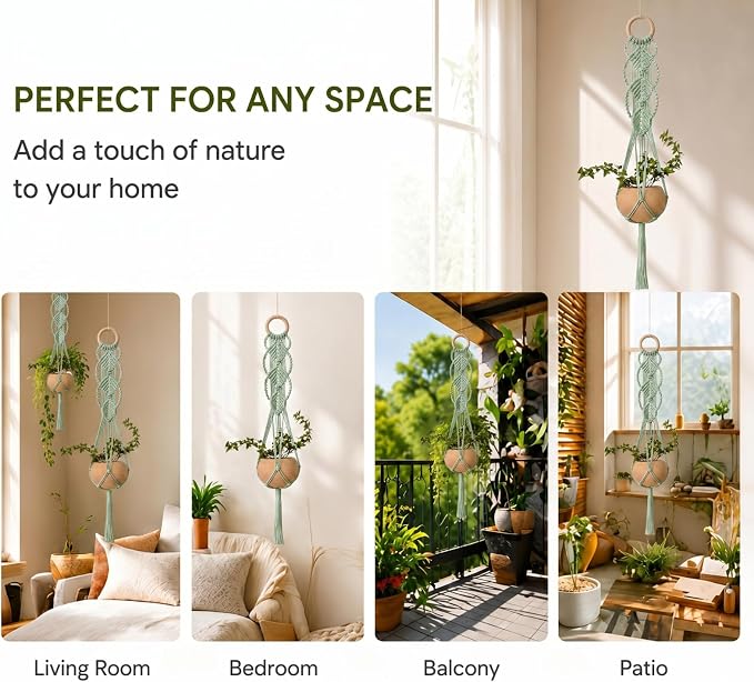 Shappy 1 Pack Boho Macrame Plant Hanger - Image 4