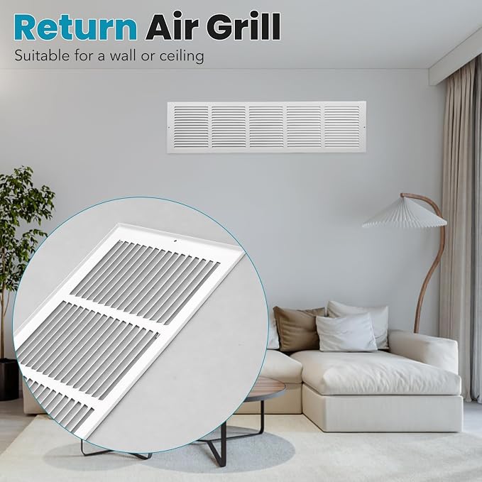 VOISEN Return Air Grille, Fits 30x8 Duct Opening, Steel Return Vent Cover - Image 8