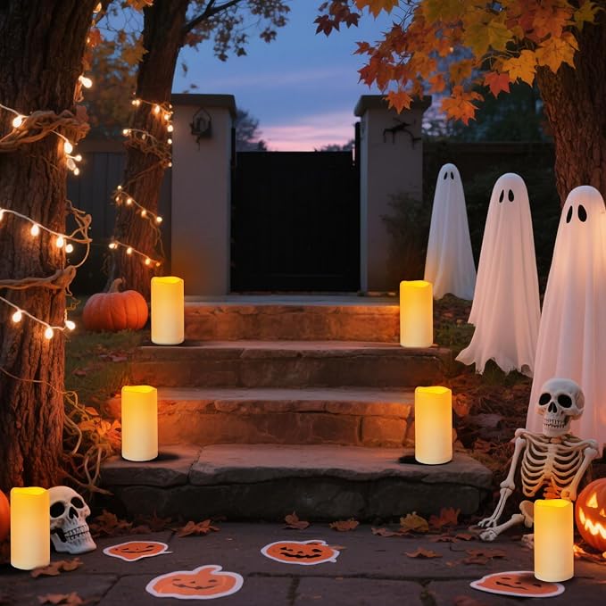 Flameless Candles 4" 5" 6" Outdoor Indoor Pillars Battery Operated Flickering - Image 4
