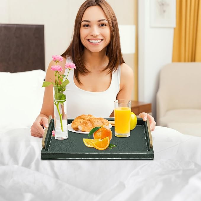 XIGEXIGE Green Decorative Serving Tray, Rectangular Tray - Image 5