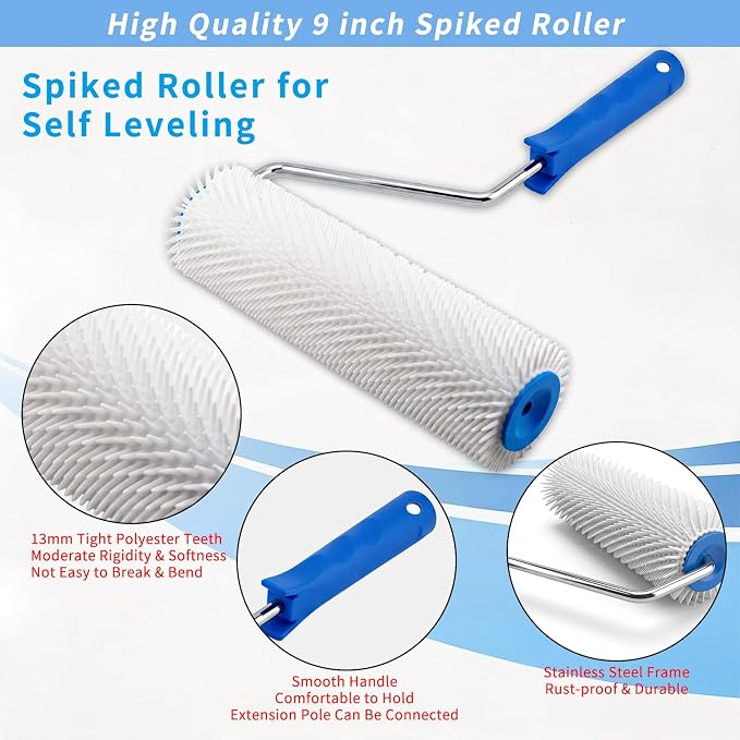 Self-Leveling Floor Tool Kit, 9in Roller & Spiked Shoes | 11.5in Spiked Shoes - Image 4