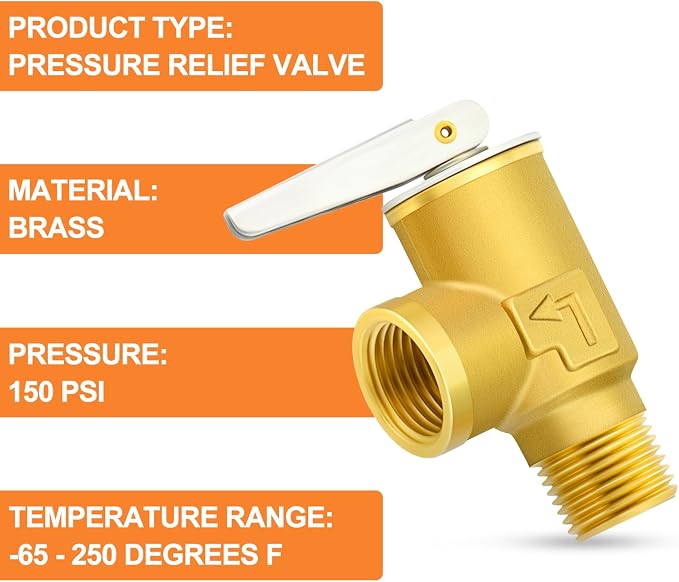 GASHER 1PCS Brass Temperature Pressure Relief Valve - Image 3