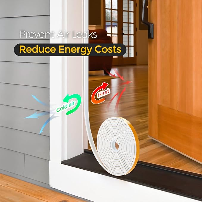 Ravinte Weather Stripping Door Seal, 3/8 x 1/8 Adhesive Foam Tape, 50 FT | - Image 6
