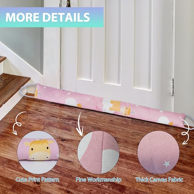 Weighted Door Draft Stopper, 2 Pack 48 Inch Under Door Blocker, Bottom of Door - Image 5