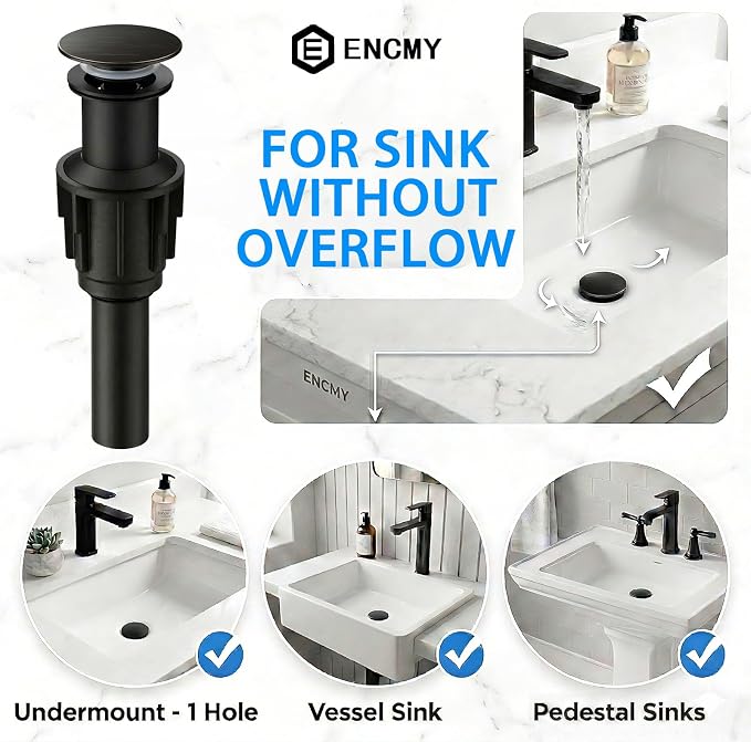 Bathroom Sink Drain Without Overflow- Oil Rubbed Bronze Pop up Drain - Image 7
