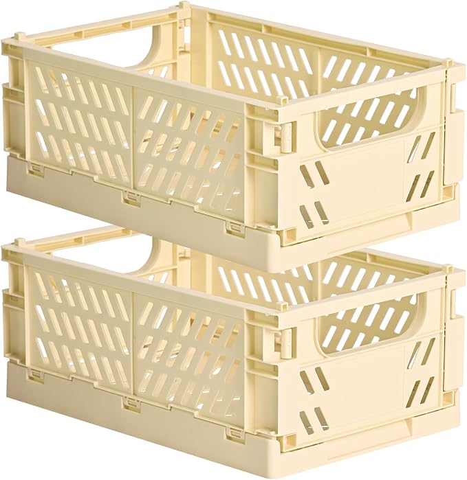 HUUSMOT 2-Pack Collapsible Plastic Storage Baskets, 9.8"x6.5"x3.8" | Pastel by HUUSMOT