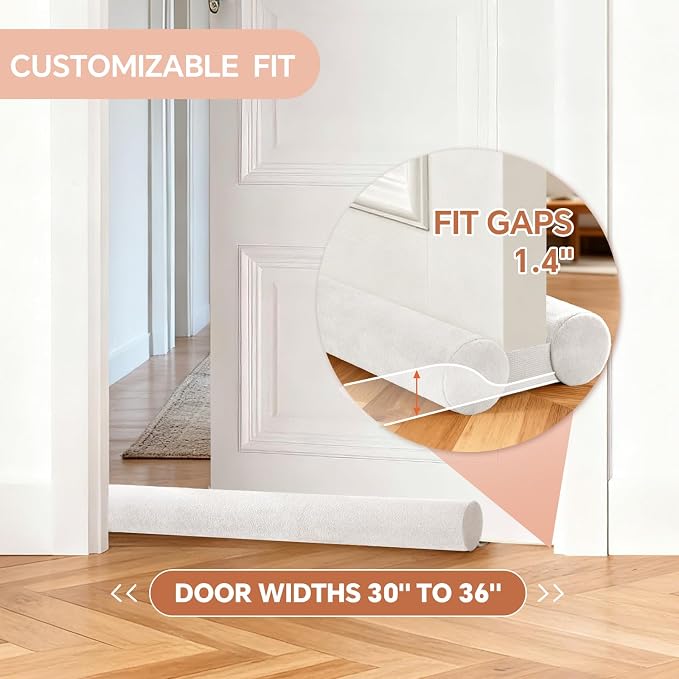 Premium Velvet Under Door Draft Stopper, 30-36 Inch Adjustable Double Sided - Image 6